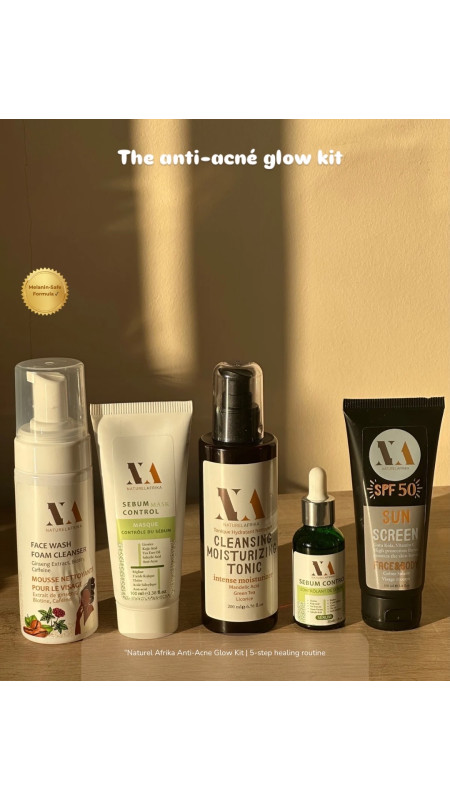 ANTIACNE GLOW KIT / Face Wash Foam + Cleansing Toner + Sebum Control Antiacne Serum + Sebum Control Mask Antiacne + SPF50+ Sunscreen