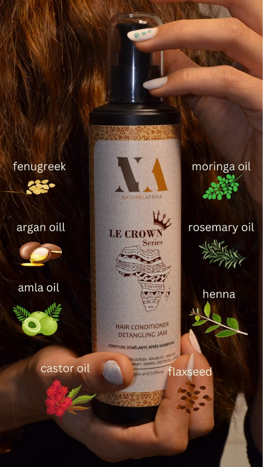 Le Crown Hair Conditioner Detangle Jam 250ml Amla, Fenugreek, Moringha, Jojoba, Henna, Castor, Clove, Shea